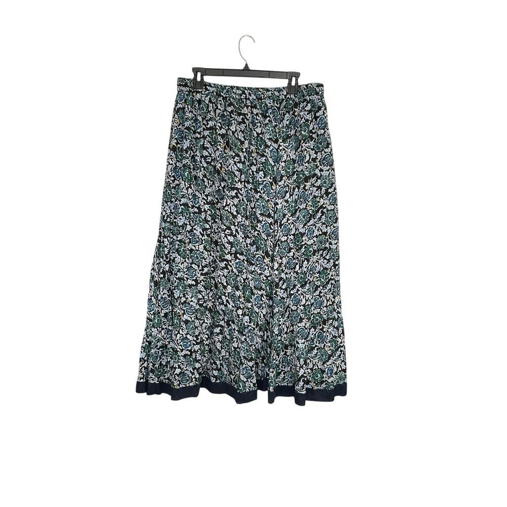 Ellen Weaver Floral Maxi Skirt Size Large Pleated Elastic Tie Waist Cottagecore - Picture 2 of 7